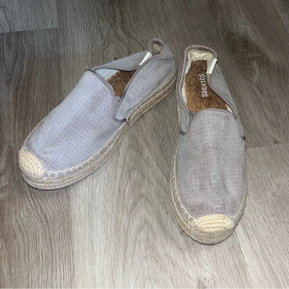 Soludos 6.5 Grey Suede Platform Espadrilles